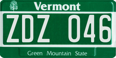 VT license plate ZDZ046
