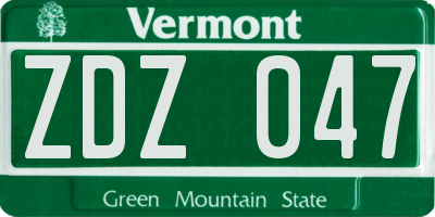 VT license plate ZDZ047