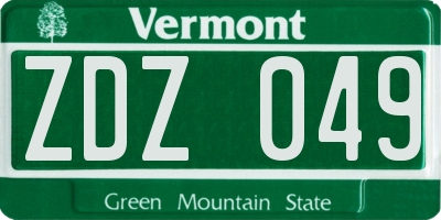 VT license plate ZDZ049