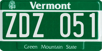 VT license plate ZDZ051