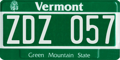 VT license plate ZDZ057