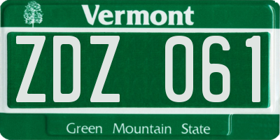 VT license plate ZDZ061