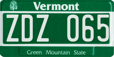 VT license plate ZDZ065