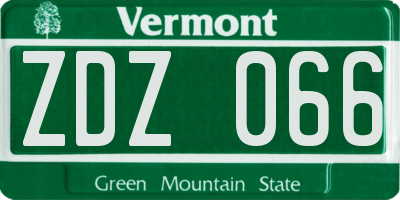 VT license plate ZDZ066
