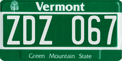 VT license plate ZDZ067