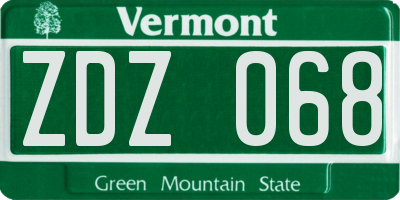 VT license plate ZDZ068