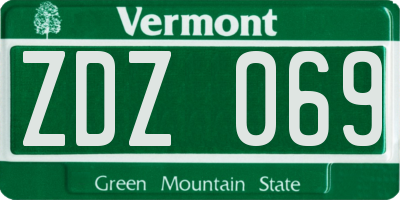 VT license plate ZDZ069