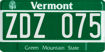 VT license plate ZDZ075