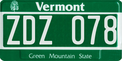 VT license plate ZDZ078
