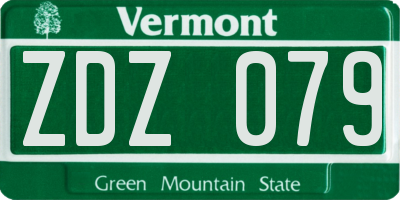 VT license plate ZDZ079