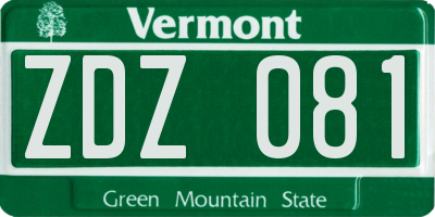 VT license plate ZDZ081