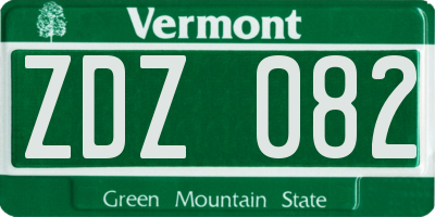 VT license plate ZDZ082