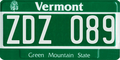 VT license plate ZDZ089
