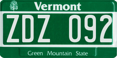 VT license plate ZDZ092