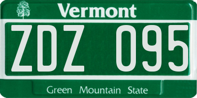 VT license plate ZDZ095