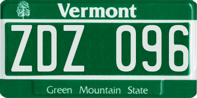 VT license plate ZDZ096