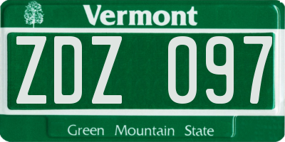 VT license plate ZDZ097