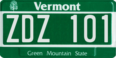 VT license plate ZDZ101