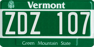 VT license plate ZDZ107
