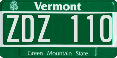 VT license plate ZDZ110