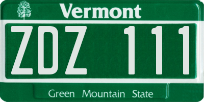 VT license plate ZDZ111