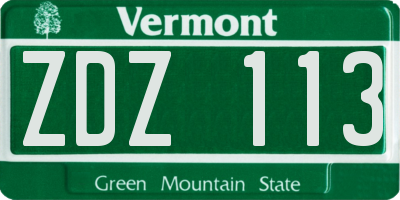 VT license plate ZDZ113