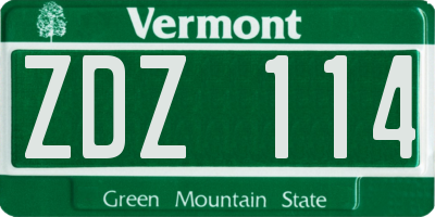 VT license plate ZDZ114