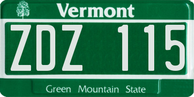 VT license plate ZDZ115