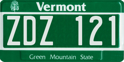 VT license plate ZDZ121