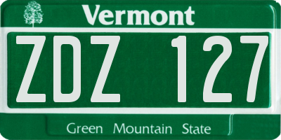 VT license plate ZDZ127