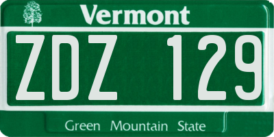 VT license plate ZDZ129