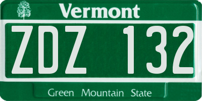 VT license plate ZDZ132