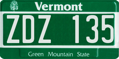 VT license plate ZDZ135