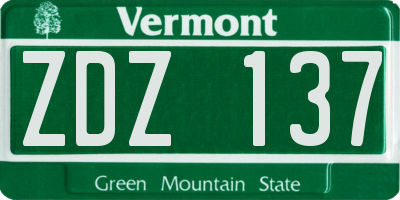 VT license plate ZDZ137