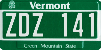 VT license plate ZDZ141
