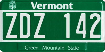 VT license plate ZDZ142