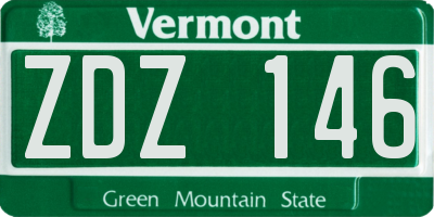 VT license plate ZDZ146
