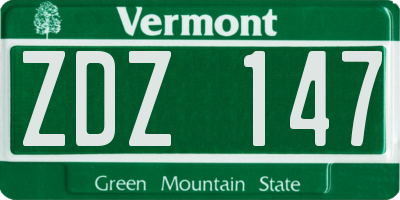VT license plate ZDZ147