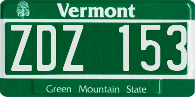 VT license plate ZDZ153