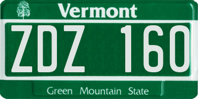 VT license plate ZDZ160