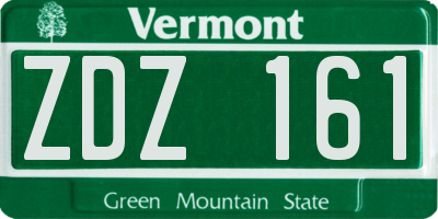 VT license plate ZDZ161