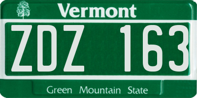 VT license plate ZDZ163