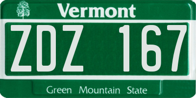 VT license plate ZDZ167
