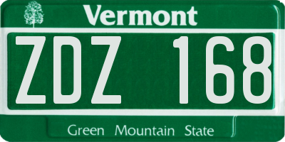 VT license plate ZDZ168
