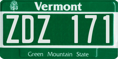 VT license plate ZDZ171