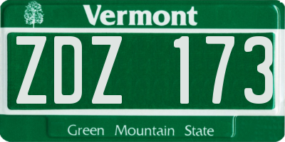 VT license plate ZDZ173