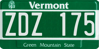 VT license plate ZDZ175