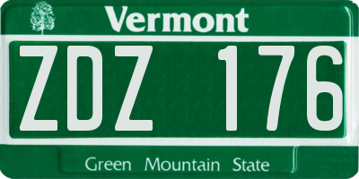 VT license plate ZDZ176