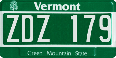 VT license plate ZDZ179