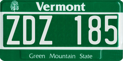 VT license plate ZDZ185